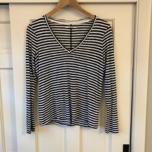 J Brand V-Neck Striped Tissue Tee